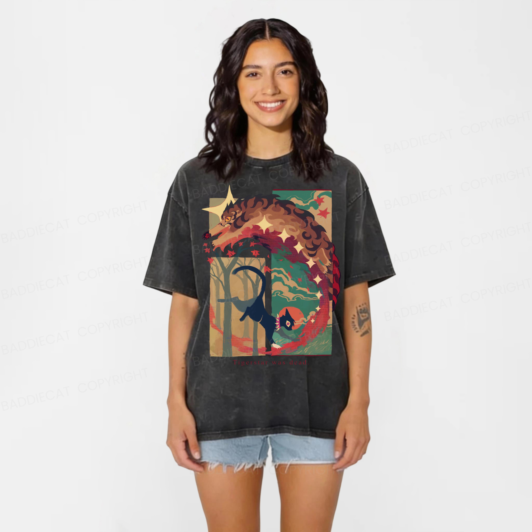 Baddiecat Tigerstar And Scourge Warrior Cats Washed T-shirt