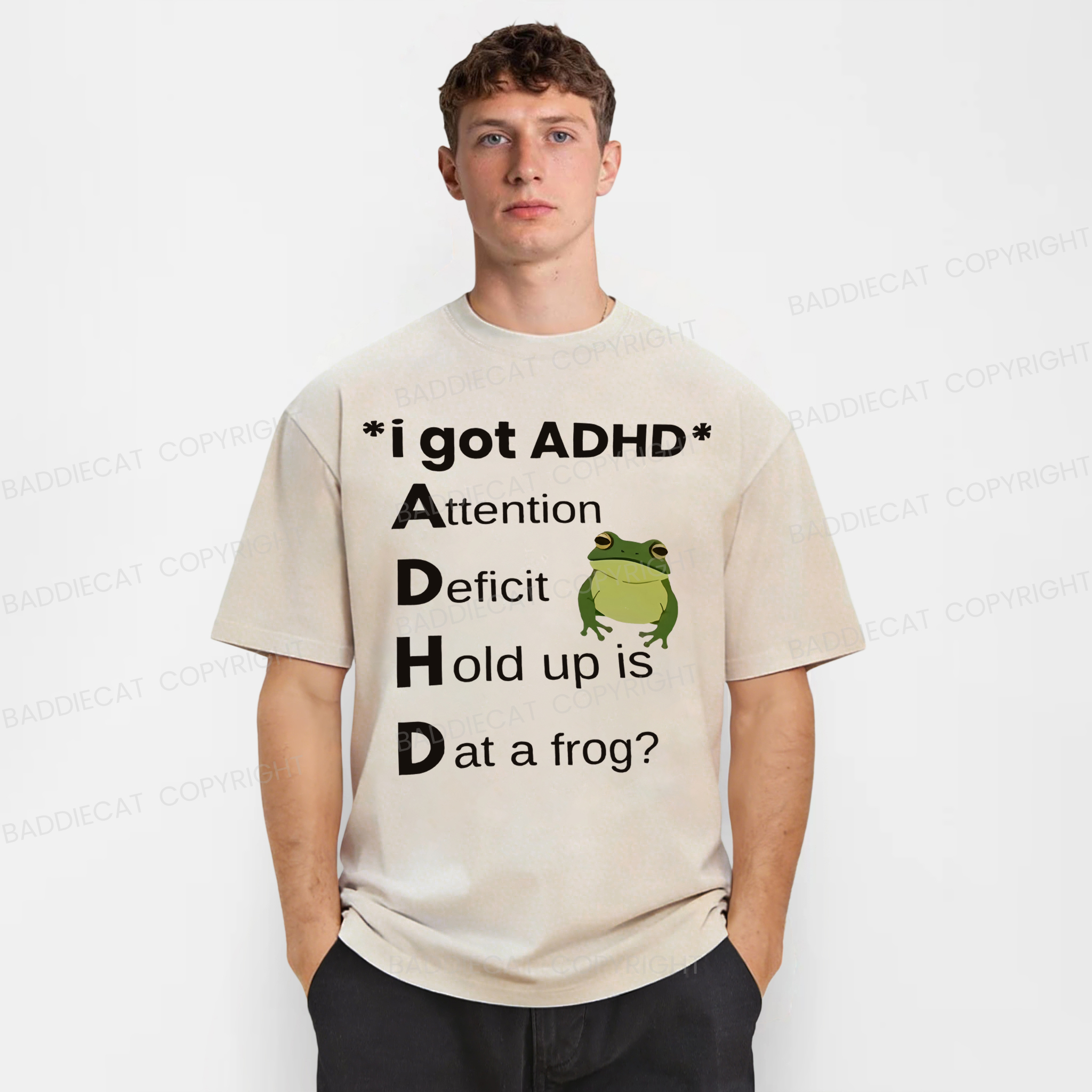 Baddiecat I Got ADHD Meme Washed T-shirt