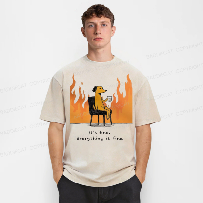Baddiecat It’s Fine Everything Is Fine Washed T-shirt