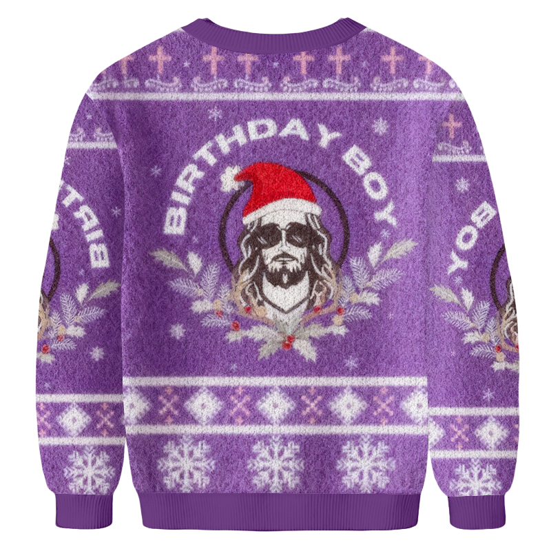 Baddiecat Birthday Boy Christmas Ugly Sweatshirt