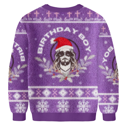 Baddiecat Birthday Boy Christmas Ugly Sweatshirt