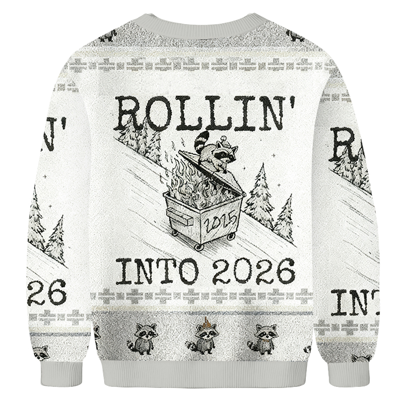 Baddiecat Funny Raccoon Feral Christmas Ugly Sweatshirt