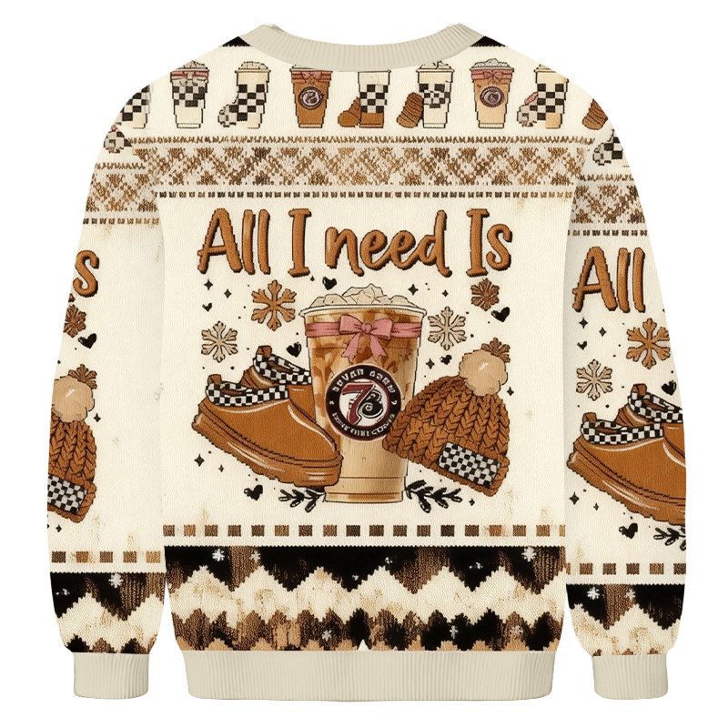 Baddiecat Cozy Winter Coffee Lover Ugly Sweatshirt