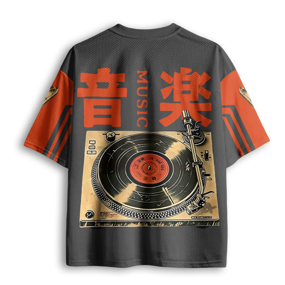 Baddiecat Retro Music Record Player Mesh Jersey