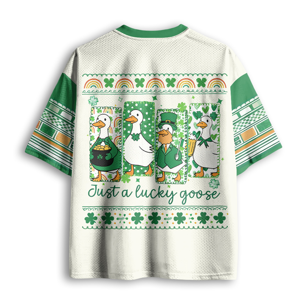 Baddiecat Just A Lucky Goose St Patrick's Day Mesh Jersey