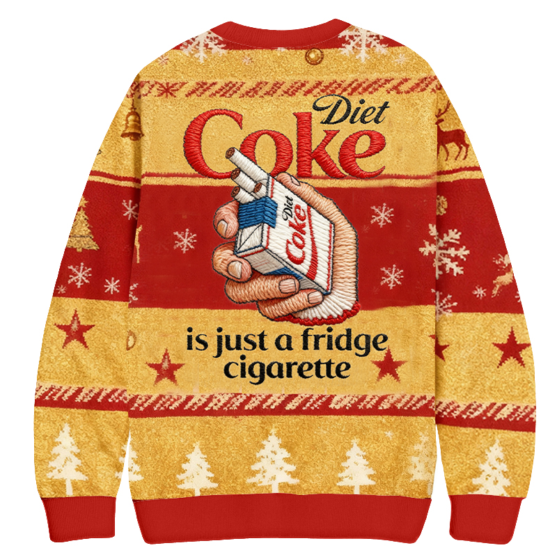 Baddiecat Cigarettes In The Refrigerator Christmas Ugly Sweatshirt