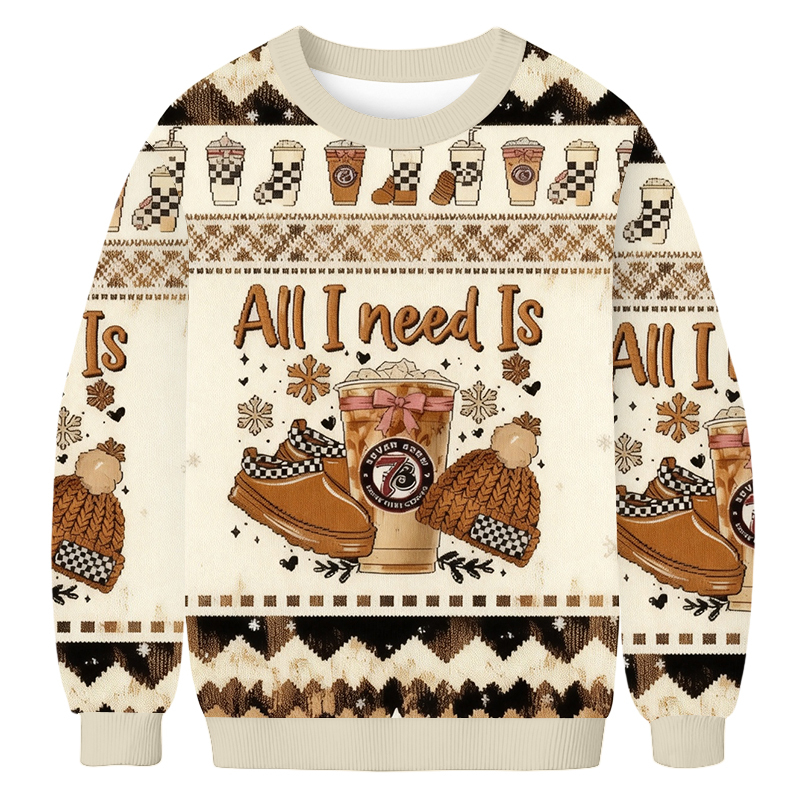 Baddiecat Cozy Winter Coffee Lover Ugly Sweatshirt