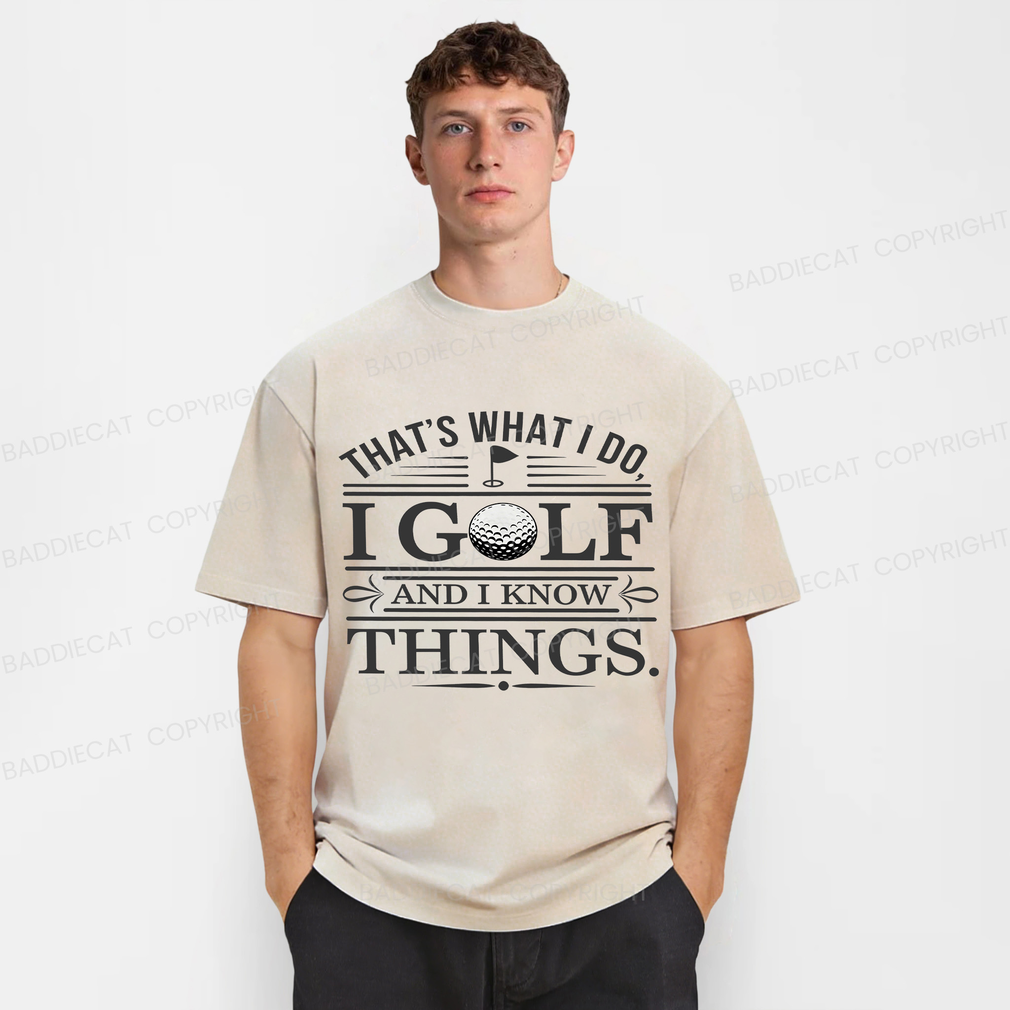 Baddiecat Funny Golf Washed T-shirt
