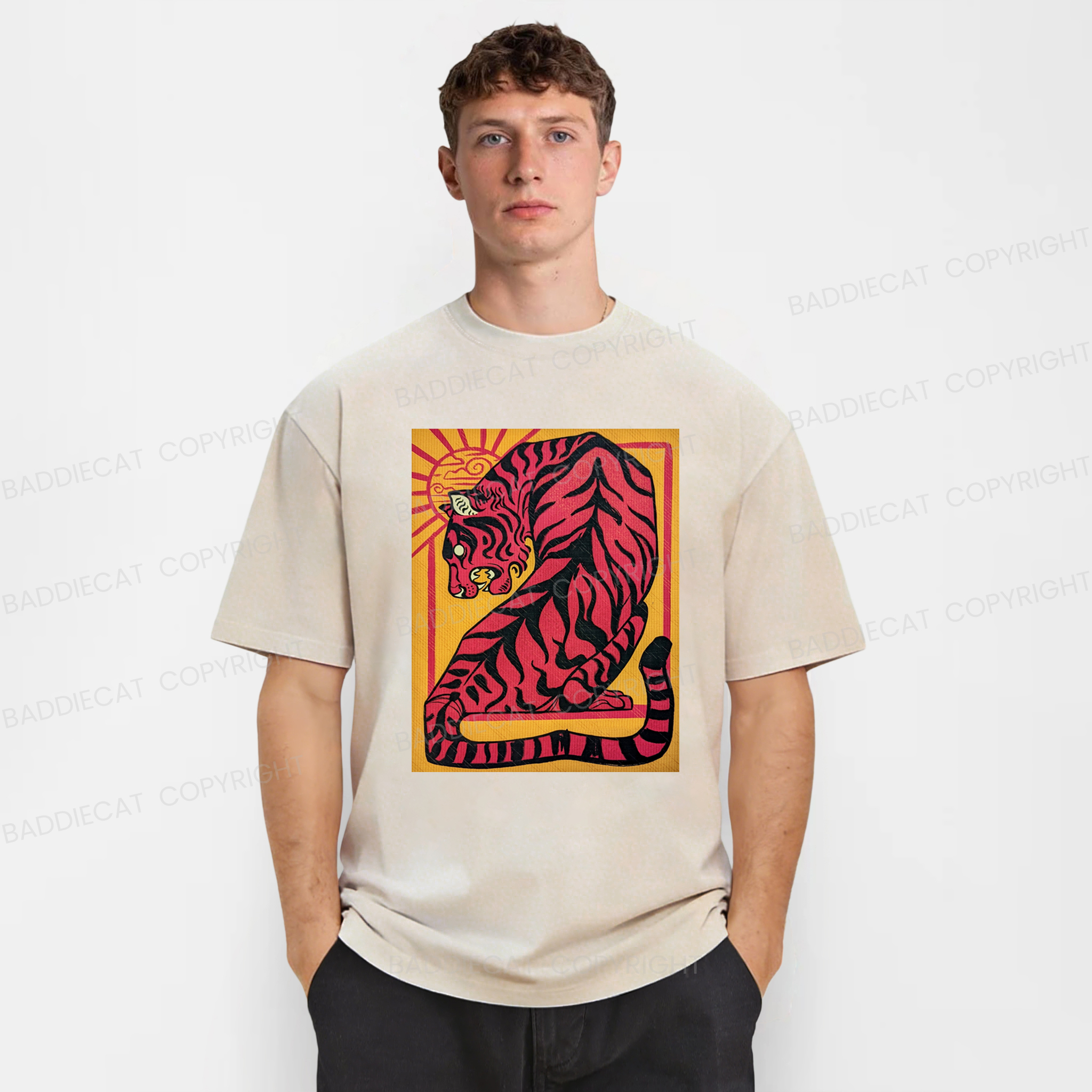 Baddiecat Japanese Tiger Graphic Washed T-shirt