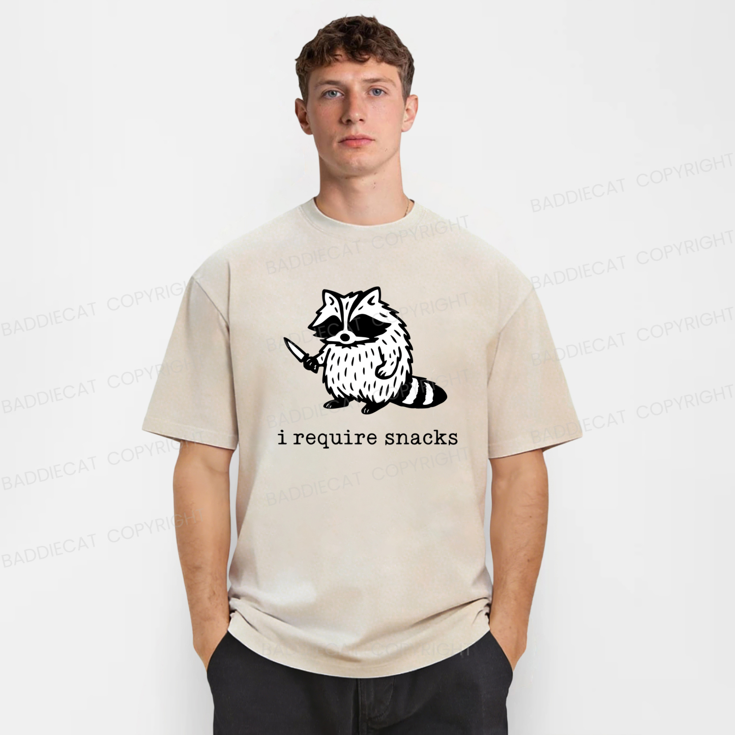 Baddiecat I Require Snacks Washed T-shirt