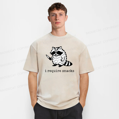 Baddiecat I Require Snacks Washed T-shirt