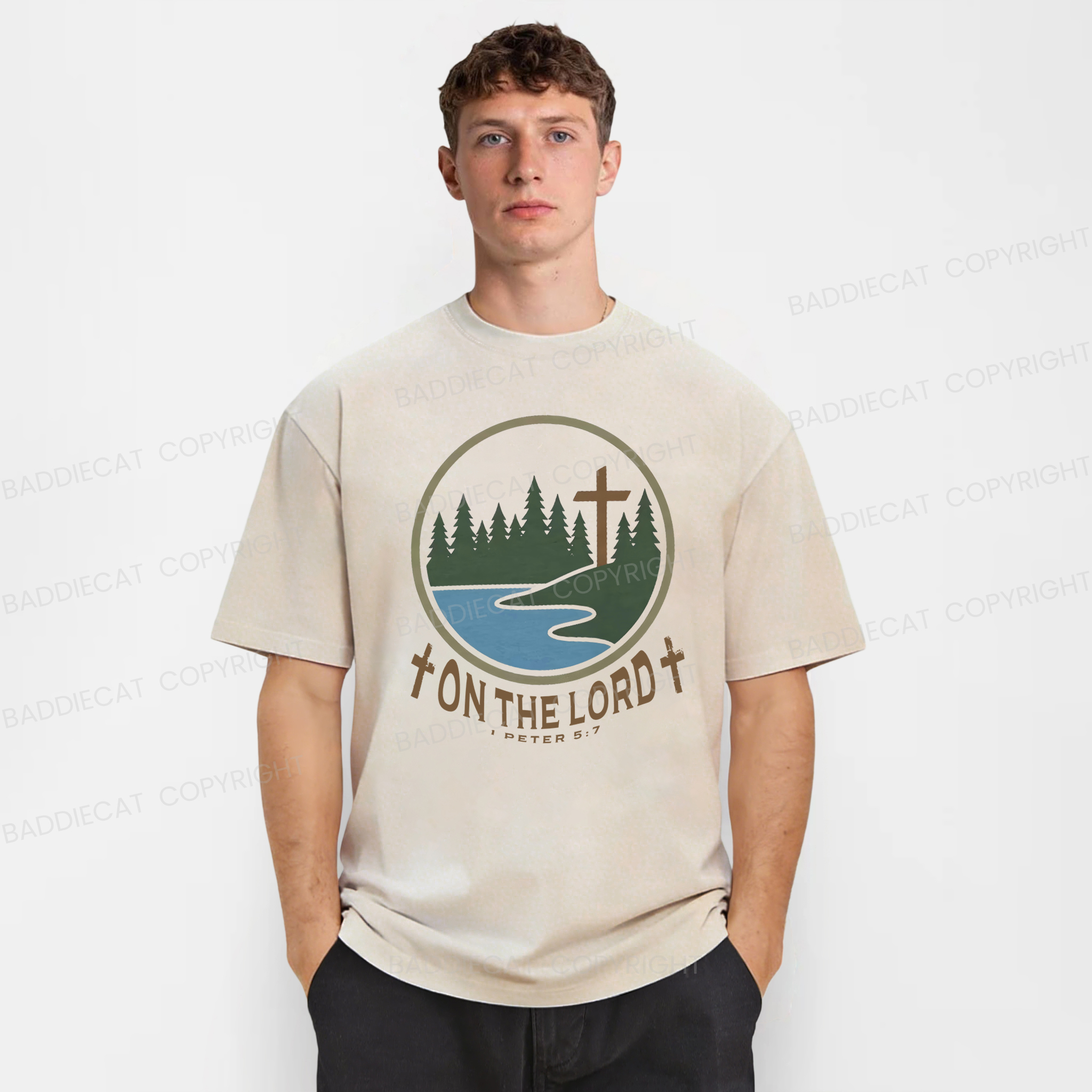 Baddiecat Christian Camping On The Lord Washed T-shirt