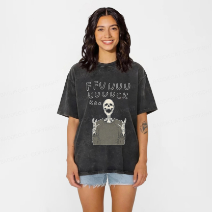 Baddiecat Complaining Skull Washed T-shirt