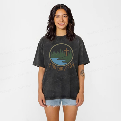 Baddiecat Christian Camping On The Lord Washed T-shirt