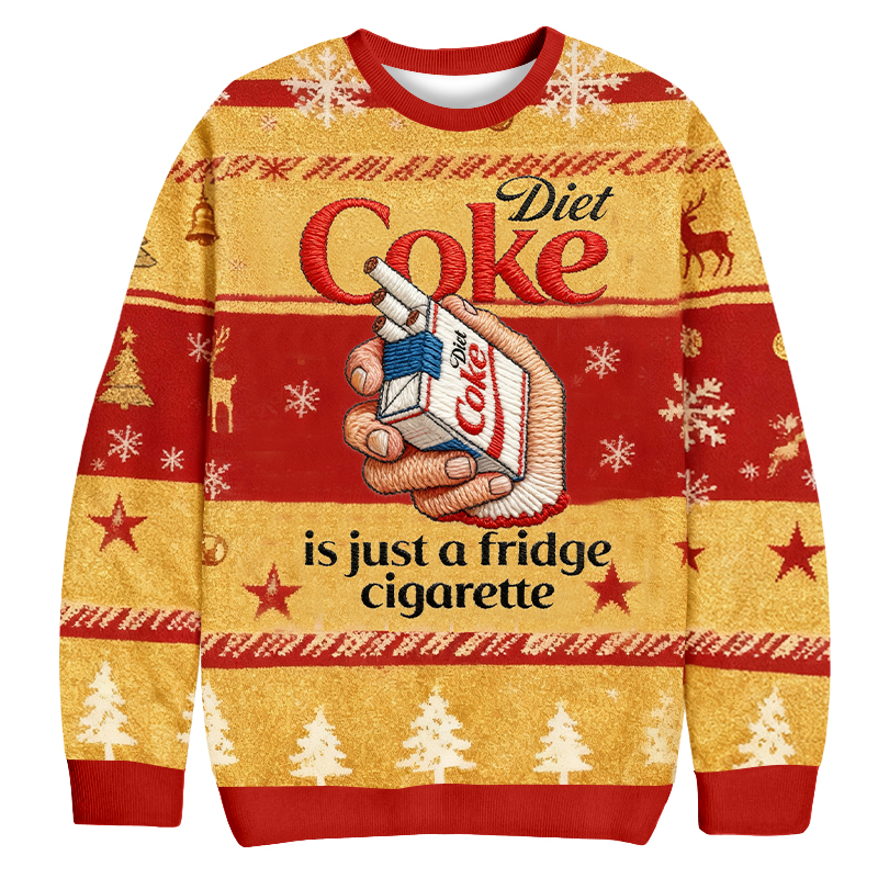 Baddiecat Cigarettes In The Refrigerator Christmas Ugly Sweatshirt