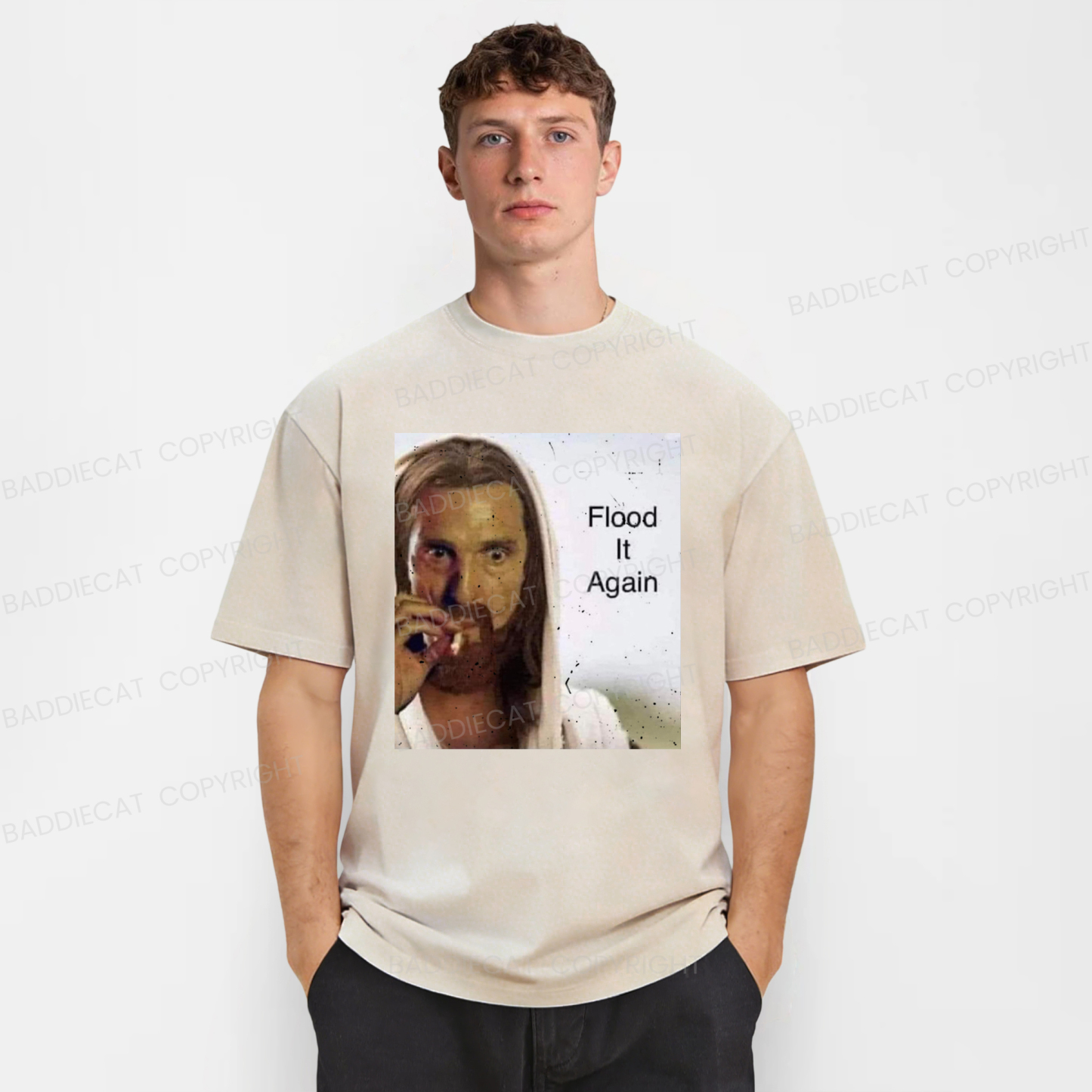 Baddiecat Funny Jesus Meme Washed T-shirt