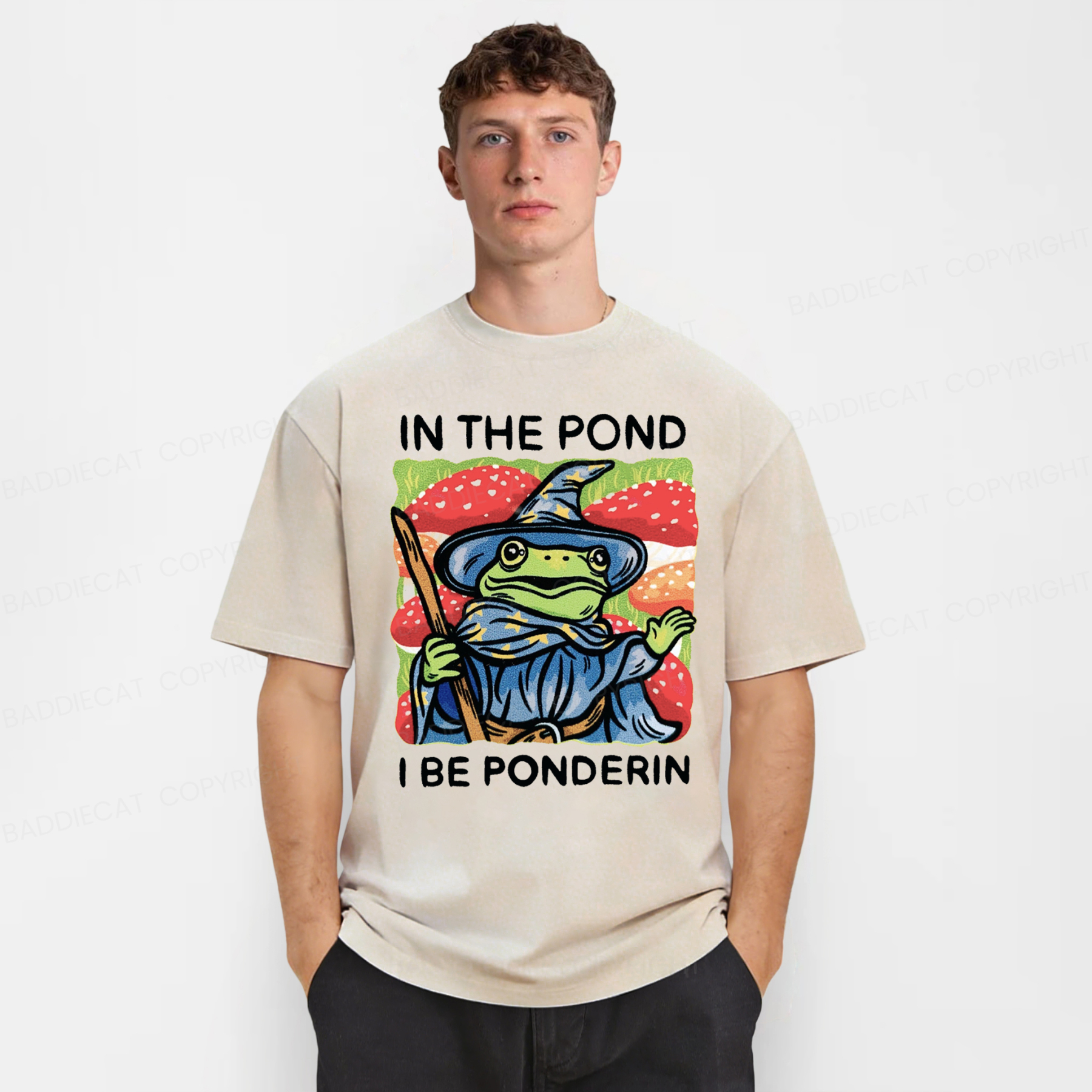 Baddiecat In The Pond I Be Ponderin Washed T-shirt