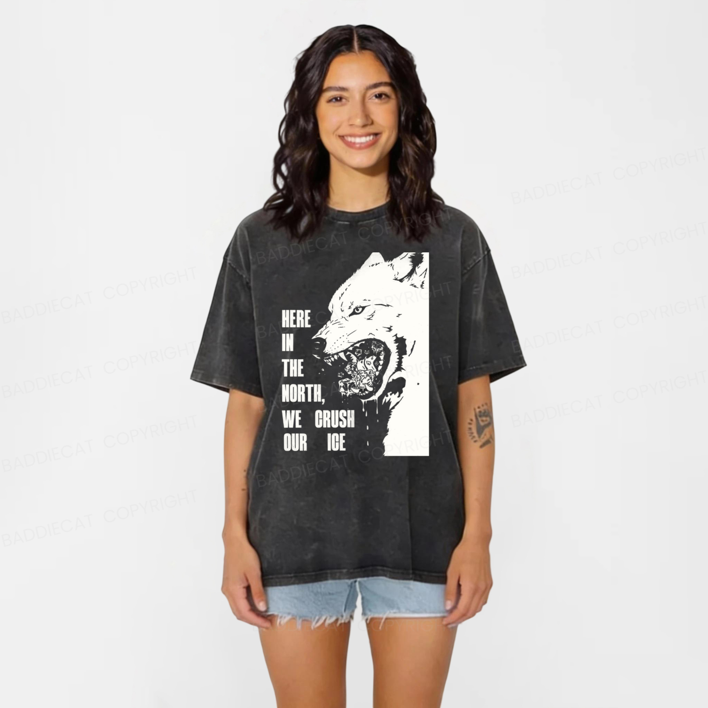 Baddiecat Crush Ice Washed T-shirt