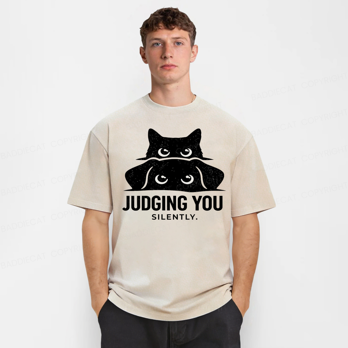 Baddiecat Judging You Silently Washed T-shirt