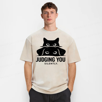 Baddiecat Judging You Silently Washed T-shirt