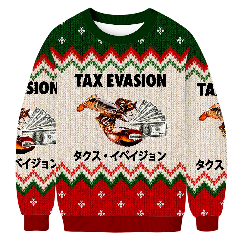 TAX EVASION Lobster Fun Christmas Ugly Sweatshirt