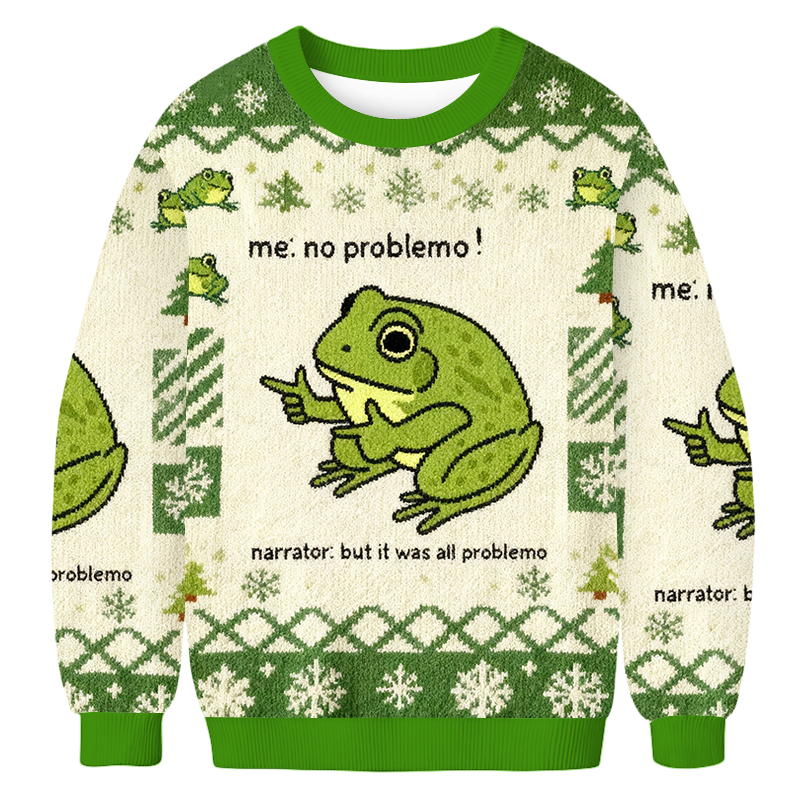 Baddiecat Stupid Frog Meme Christmas Ugly Sweatshirt