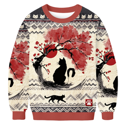 Baddiecat Japanese Black Cat Ugly Sweatshirt