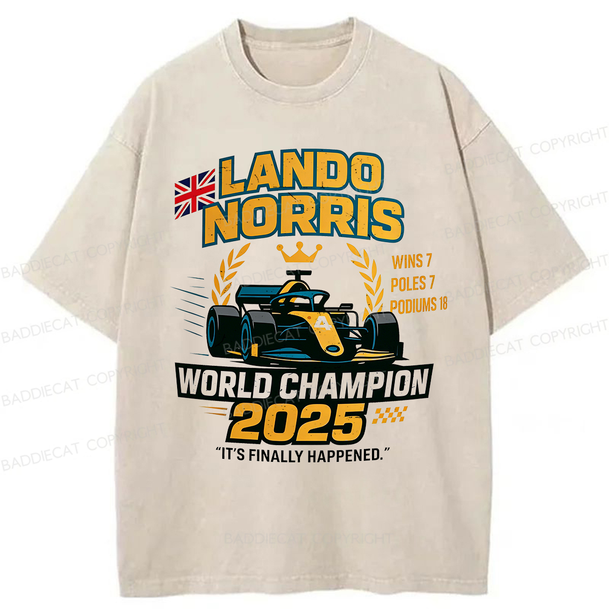 Baddiecat Lando Norris 2025 World Champion Washed T-shirt