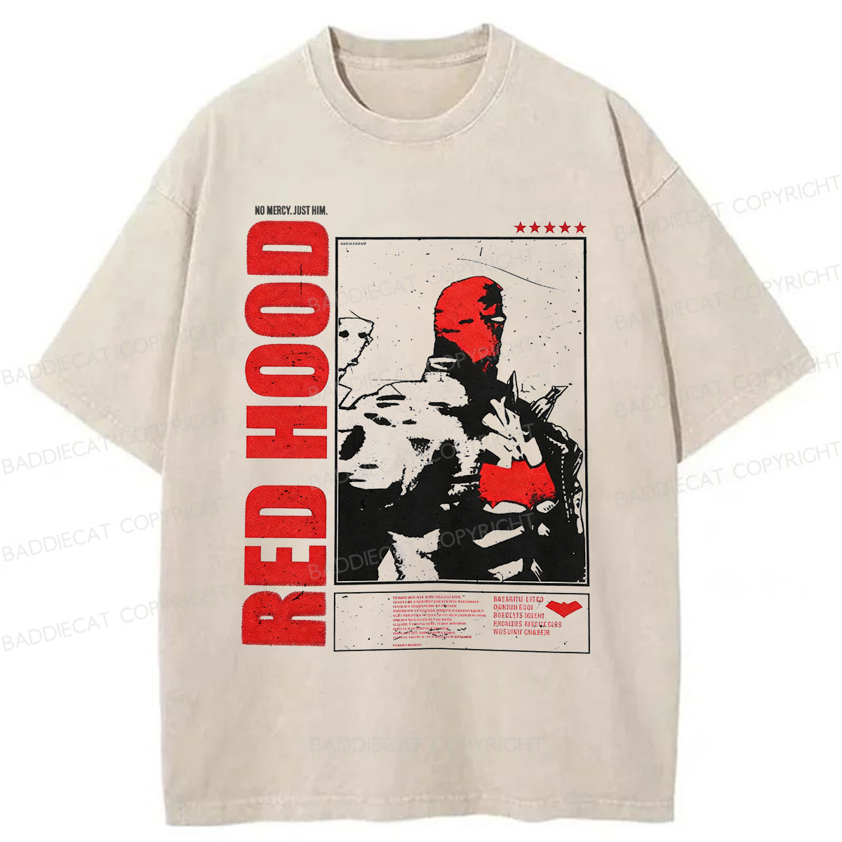 Baddiecat Red Hood Pattern Washed T-shirt