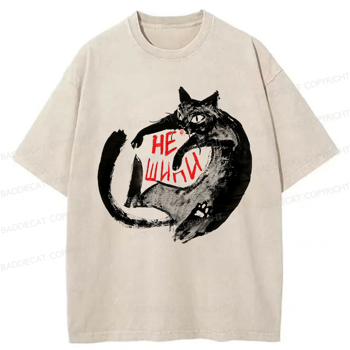 Baddiecat Don't Hiss Washed T-shirt
