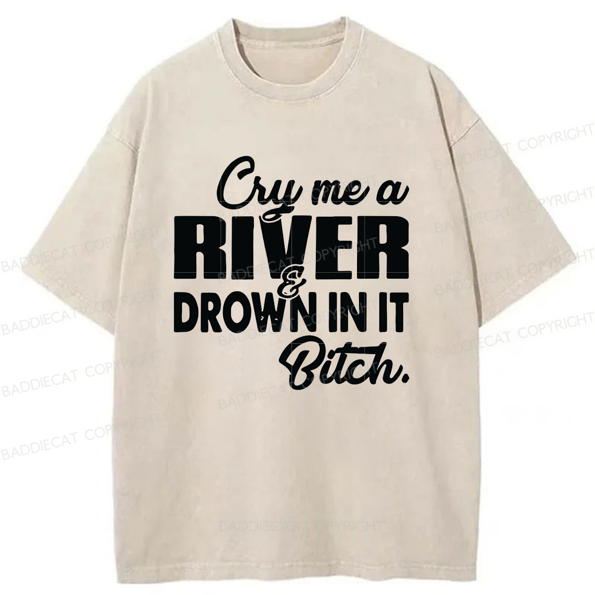 Baddiecat Humorous Washed T-shirt