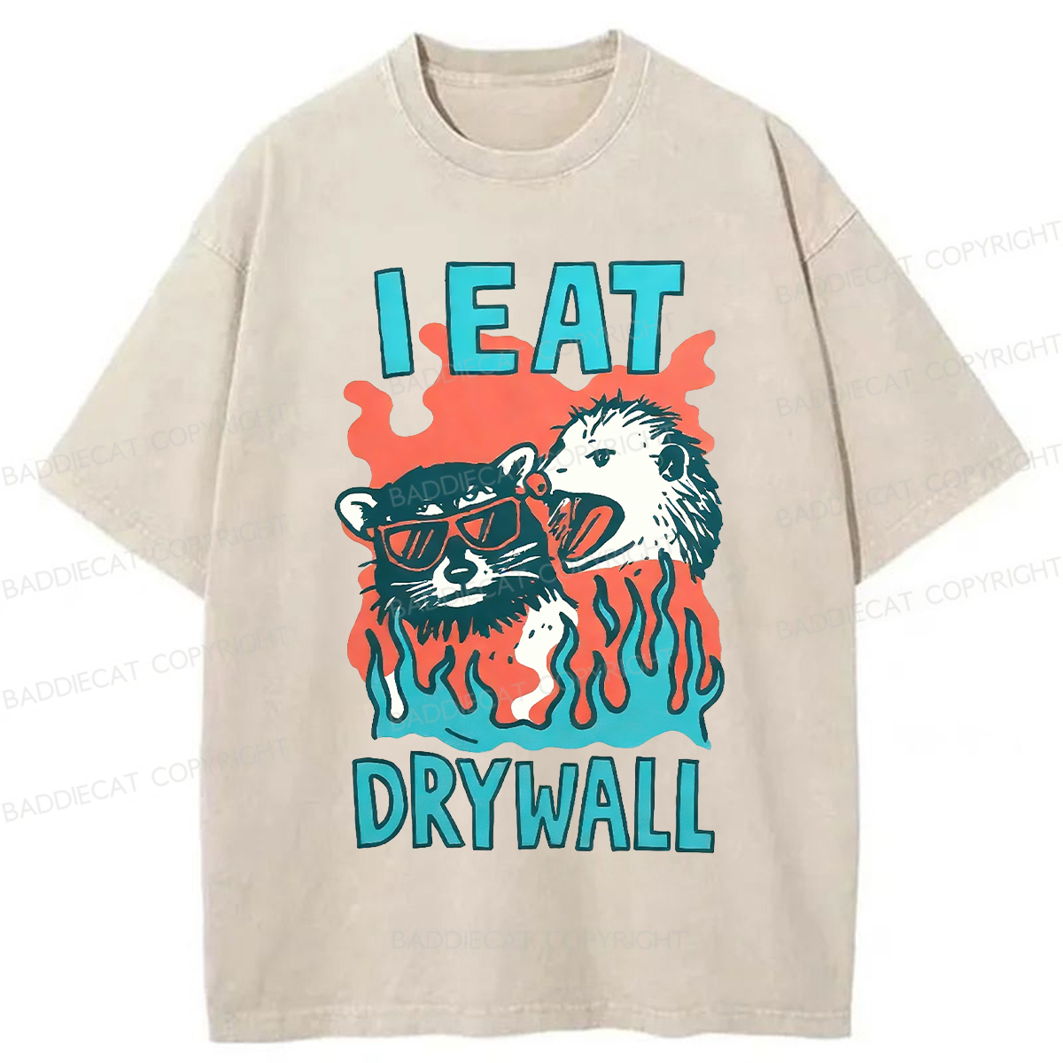 Baddiecat Angry Possum Washed T-Shirt