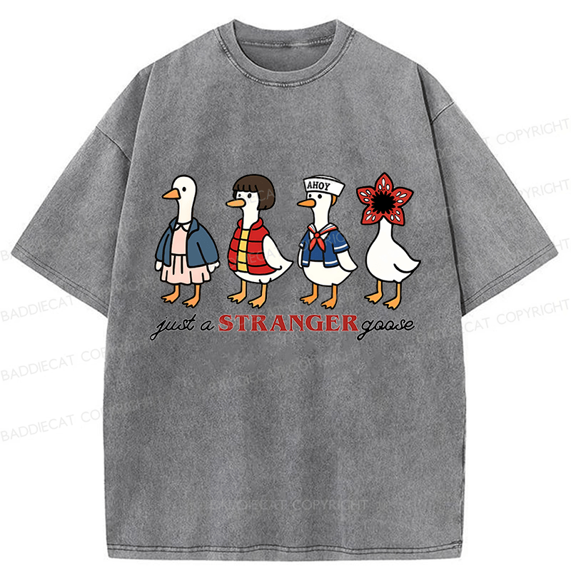 Baddiecat Just A Stranger Goose Washed T-shirt