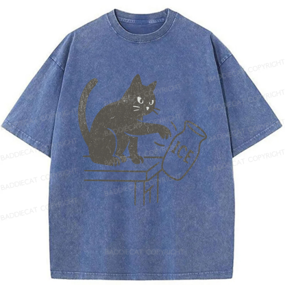 Baddiecat Funny Cat No Ice Washed T-shirt