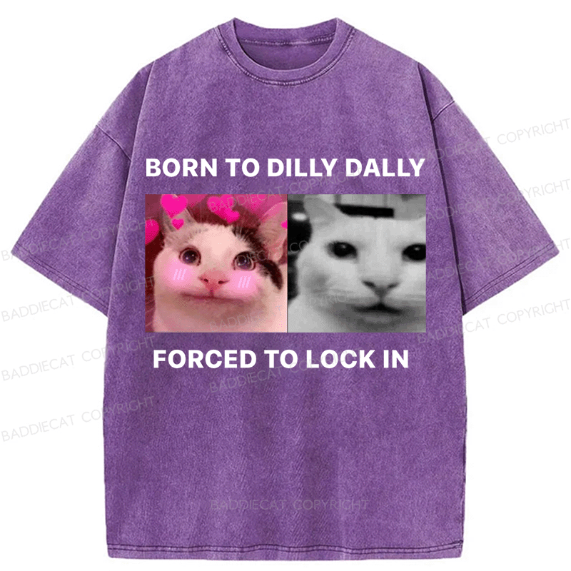 Baddiecat Cat meme Washed T-shirt