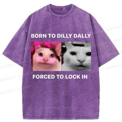 Baddiecat Cat meme Washed T-shirt