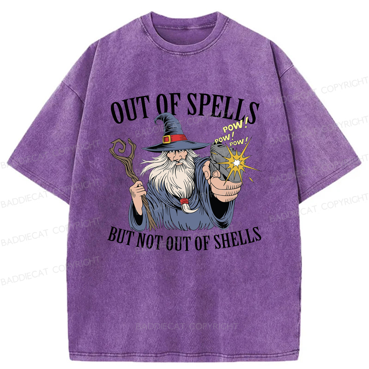 Baddiecat Out Of Spells But Not Out Of Shells Washed T-shirt