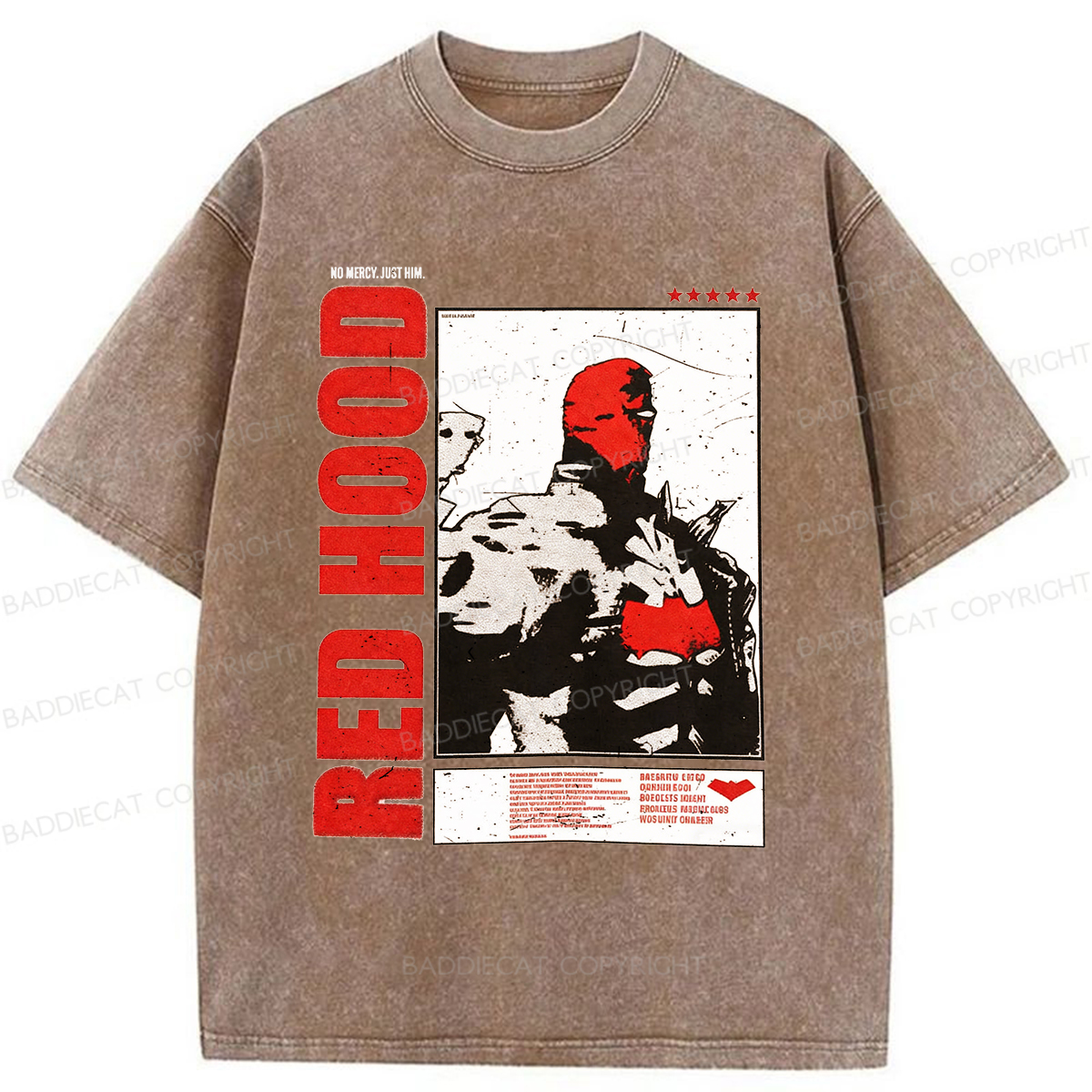 Baddiecat Red Hood Pattern Washed T-shirt