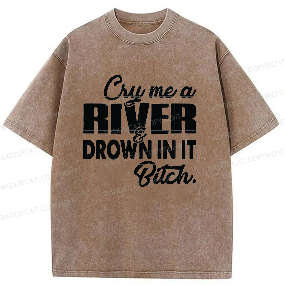 Baddiecat Humorous Washed T-shirt