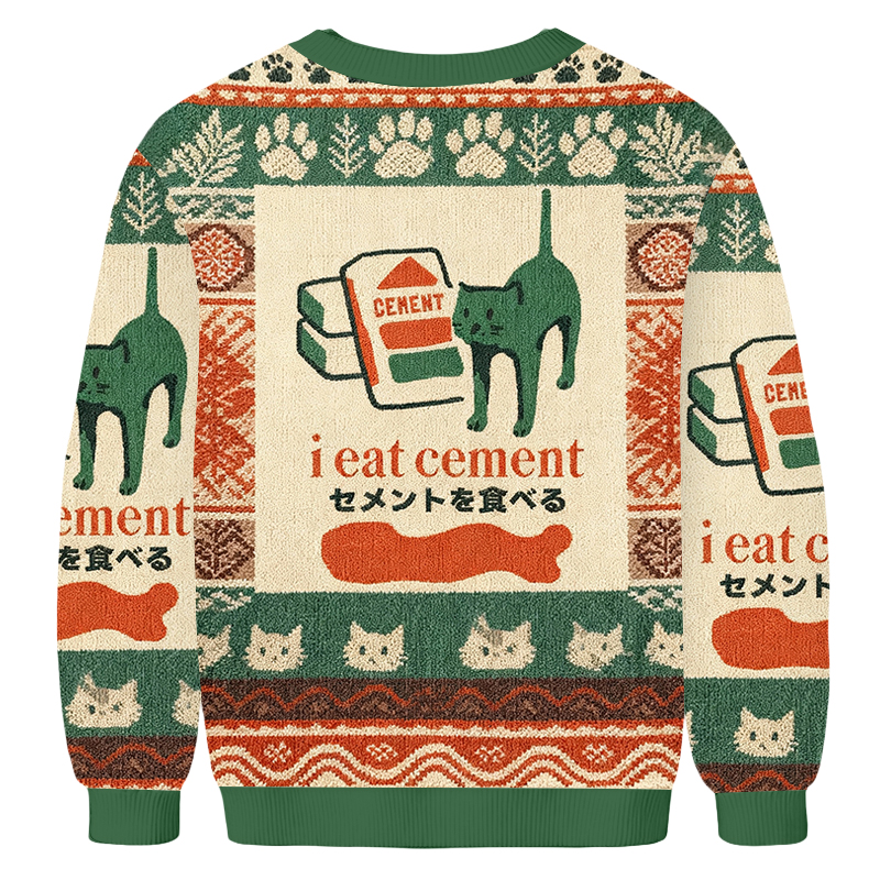Baddiecat Japanese Cat I Eat Cement Ugly Sweatshirt