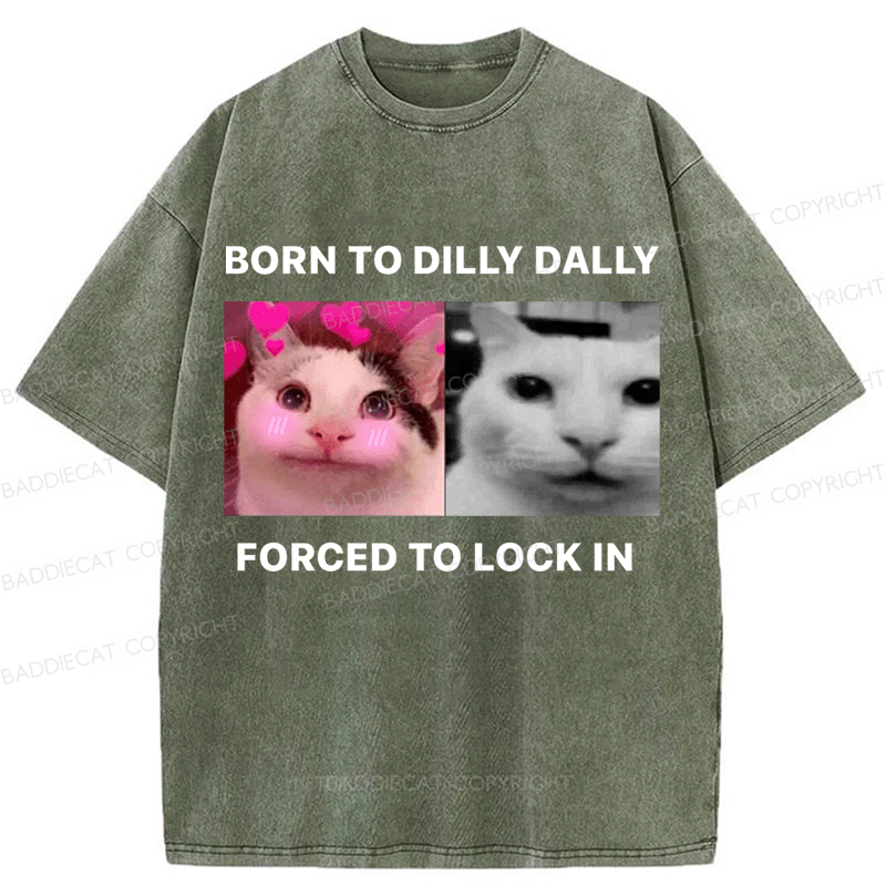 Baddiecat Cat meme Washed T-shirt