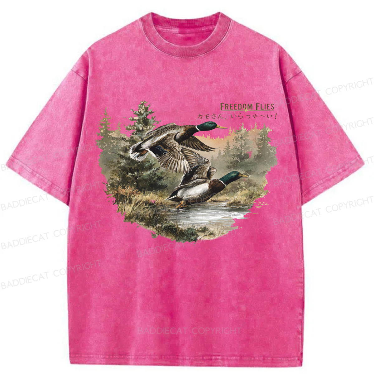 Baddiecat Mallard Ducks Washed T-shirt
