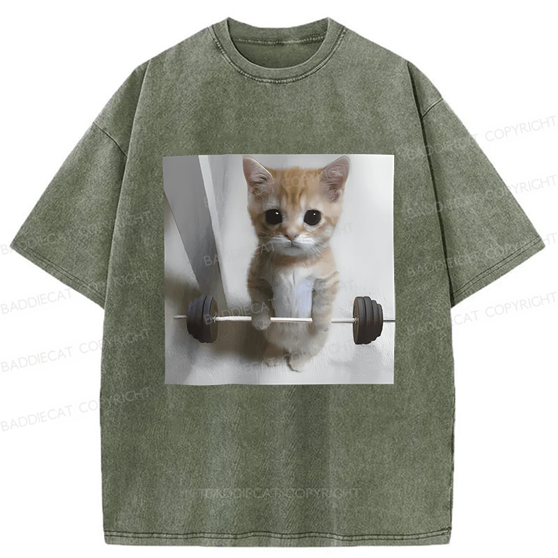 Baddiecat Cat Fun Fitness Washed T-shirt