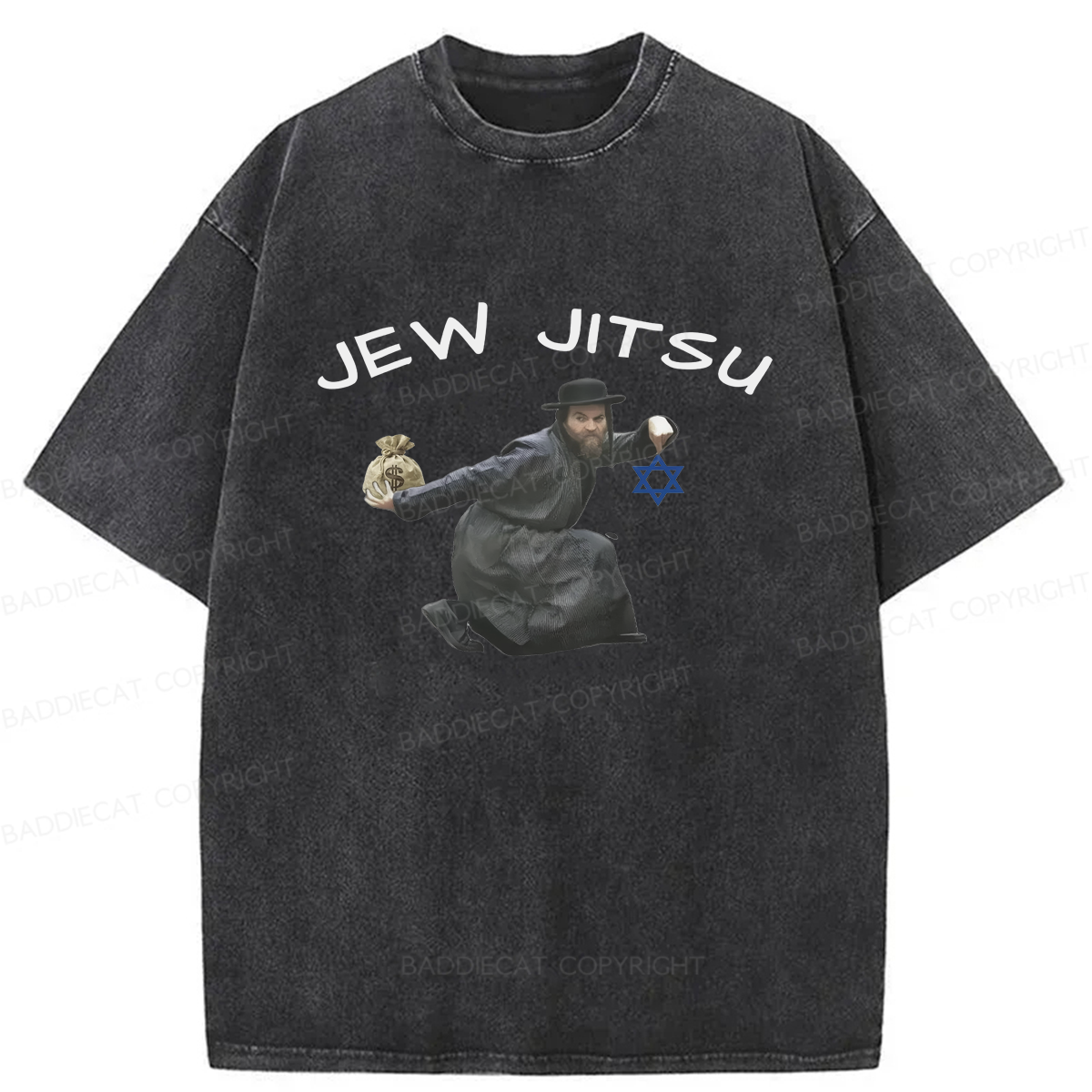Baddiecat Edgy Jew Jitsu Washed T-shirt