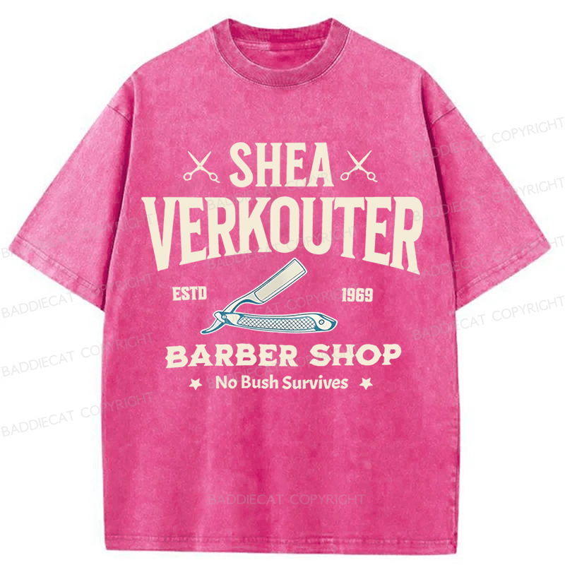 Baddiecat Shea Verkouter Barber Shop Funny Washed T-shirt