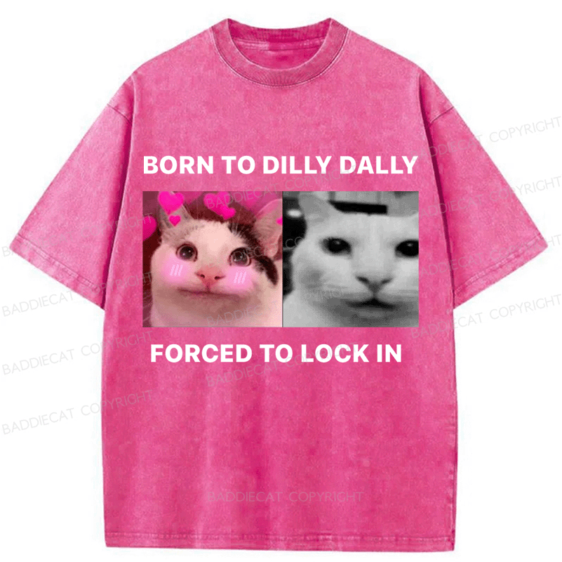 Baddiecat Cat meme Washed T-shirt
