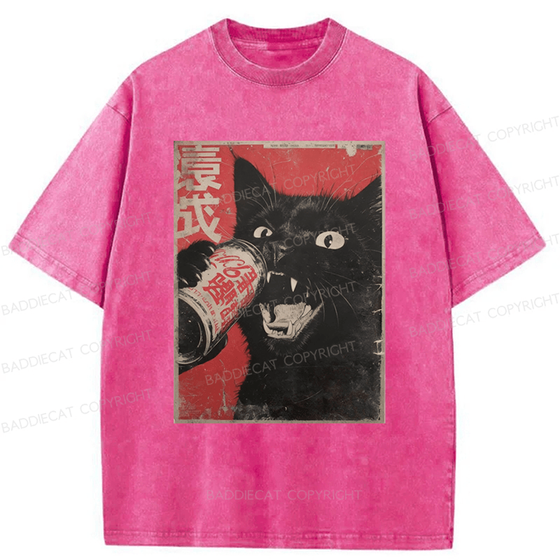 Baddiecat The Cat Beer Washed T-shirt