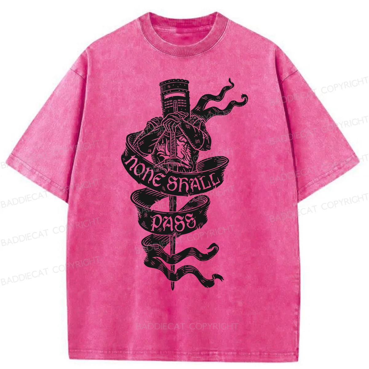 Baddiecat None Shall Pass Washed T-shirt
