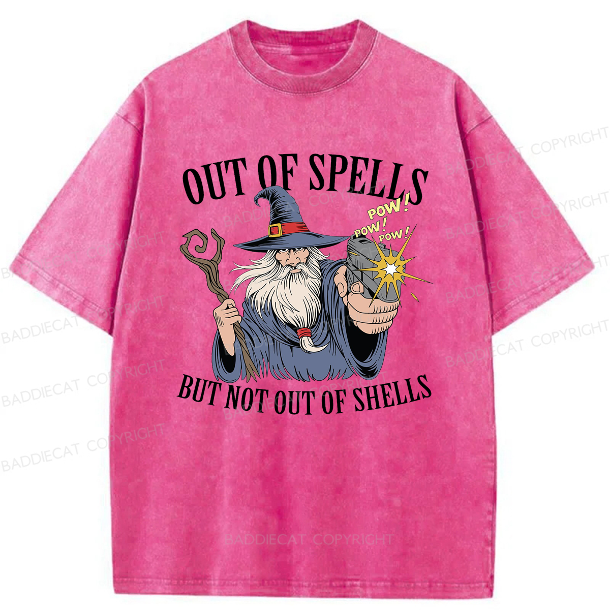 Baddiecat Out Of Spells But Not Out Of Shells Washed T-shirt