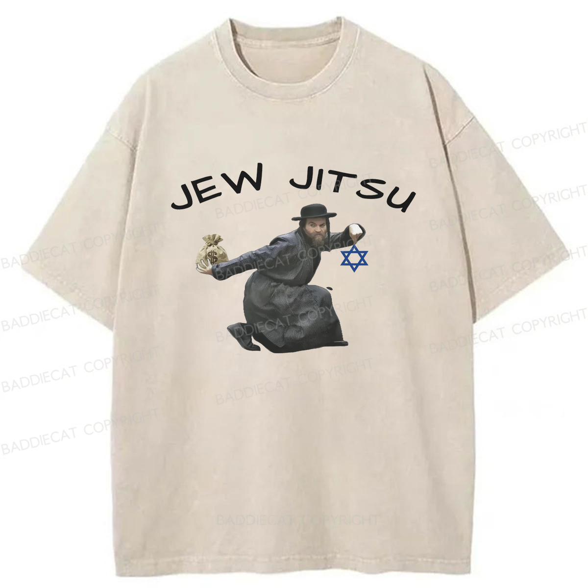 Baddiecat Edgy Jew Jitsu Washed T-shirt